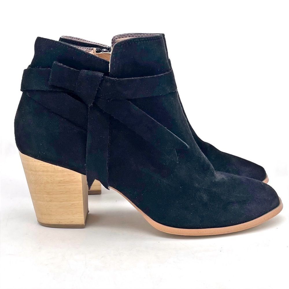 Free People x Faryl Robin Vegan Alameda Bow Heeled Ankle Boot in Black Size 9